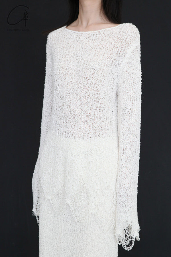 SWAYING/KNIT floating line detail bottoming shirt SW24SS1T53 white